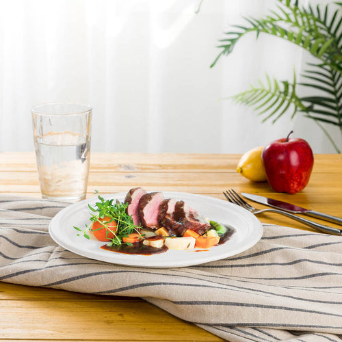 10 inch White Compostable & Disposable Sugarcane Plates, 300 Pack