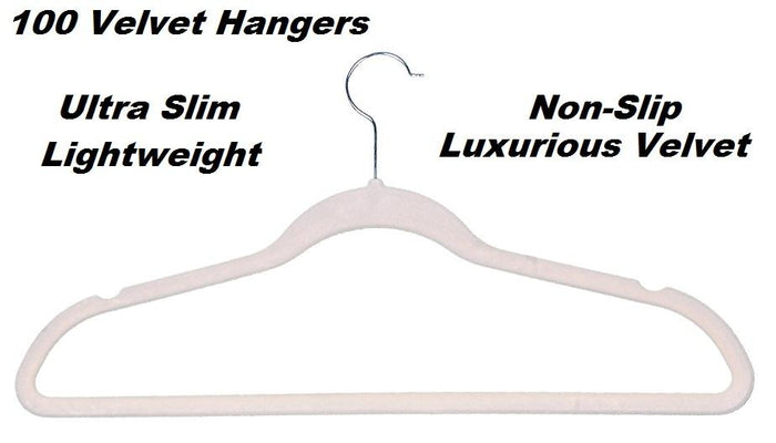100 Beige Space Saving Velvet Coat Hangers
