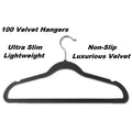 100 Black Space Saving Velvet Coat Hangers