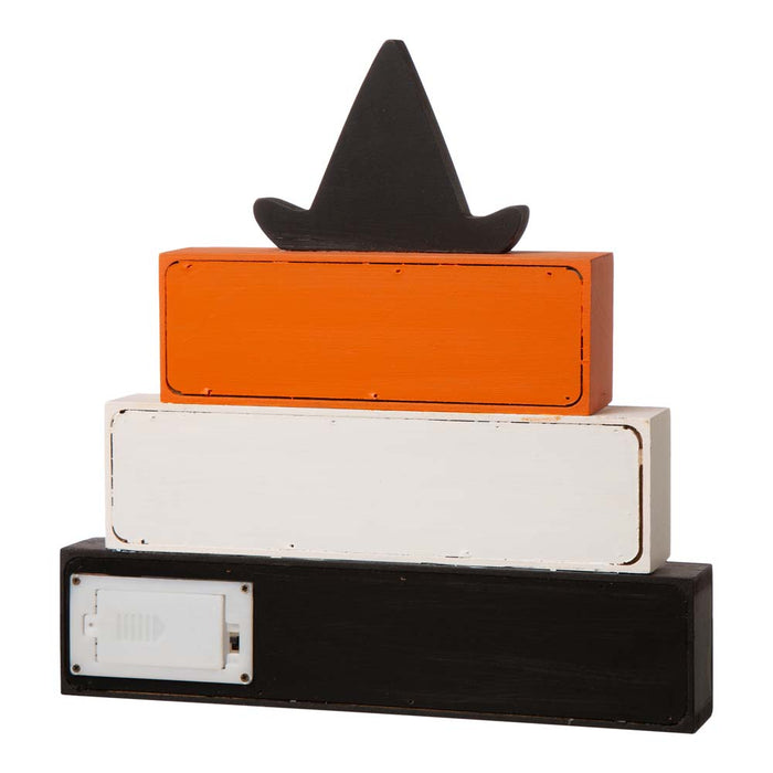 11.54"H Halloween Wooden Lighted Witch/Word Block Table Decor