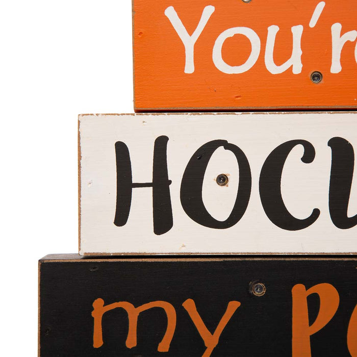 11.54"H Halloween Wooden Lighted Witch/Word Block Table Decor