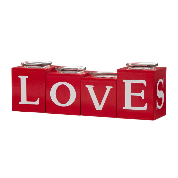 12"L Valentine's Wooden Love/XoXo/Huge/Kiss All Round Candle Holder Table Decor