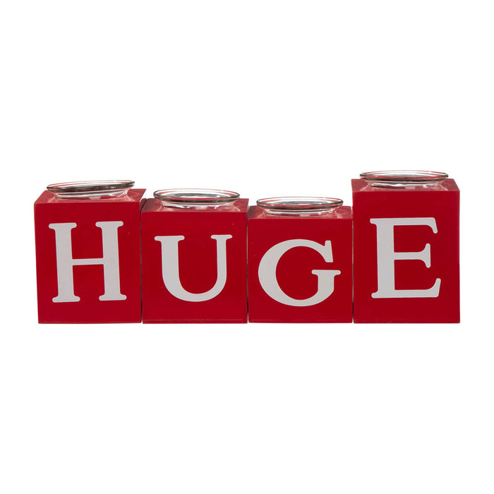 12"L Valentine's Wooden Love/XoXo/Huge/Kiss All Round Candle Holder Table Decor