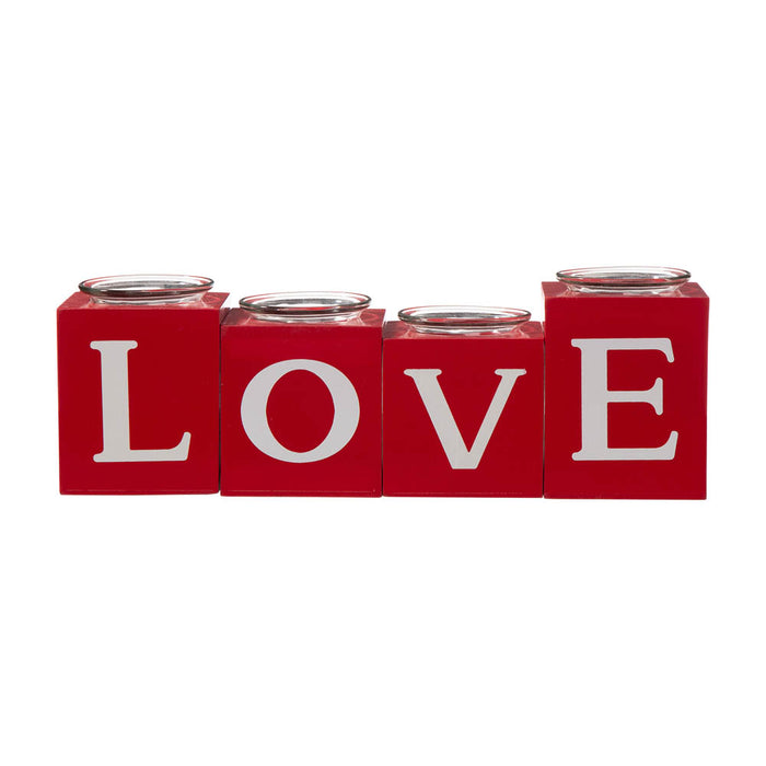 12"L Valentine's Wooden Love/XoXo/Huge/Kiss All Round Candle Holder Table Decor