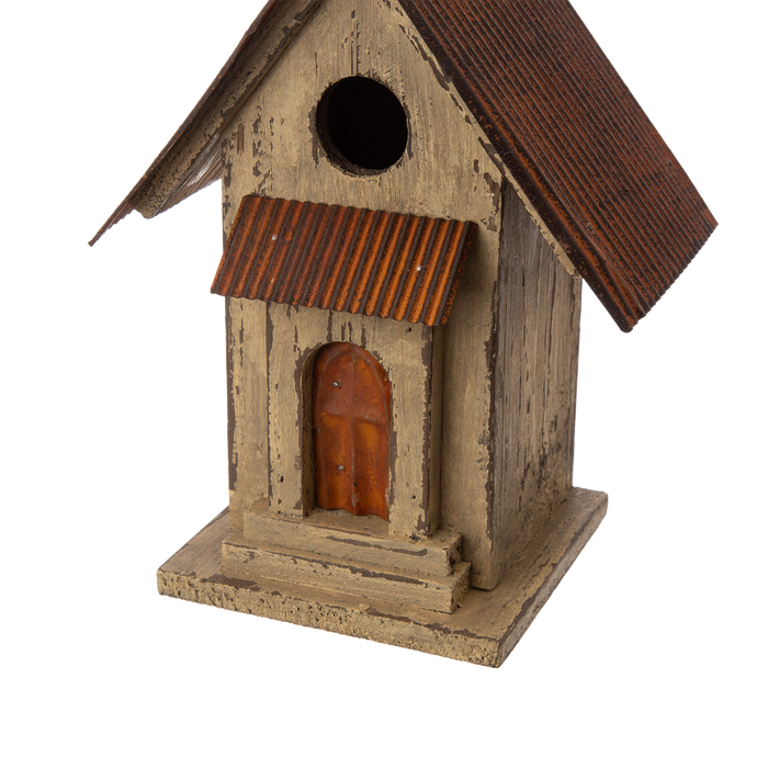 13.11"H Tall Church Hand Painted Wood Birdhouse