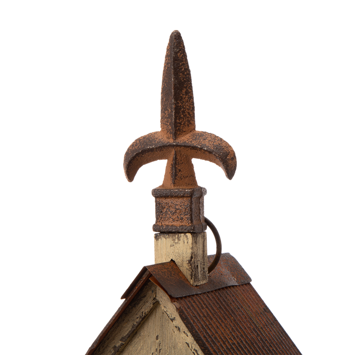 13.11"H Tall Church Hand Painted Wood Birdhouse