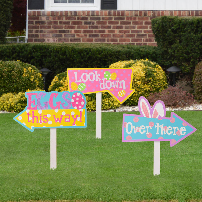14"H Easter Wooden Path Sign, Set of 3