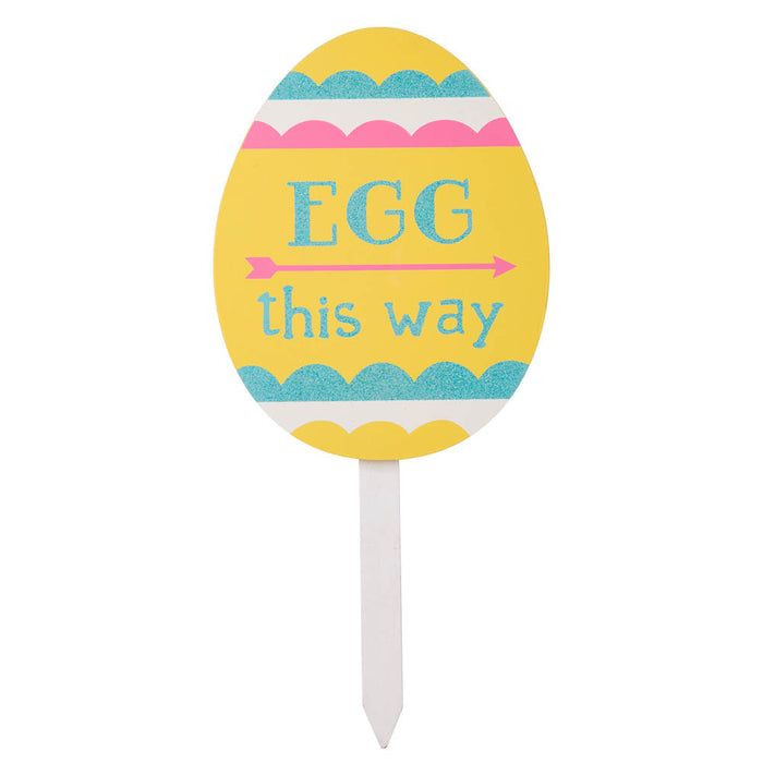 15"H Wooden Easter Egg Yard Stake, Set of 3