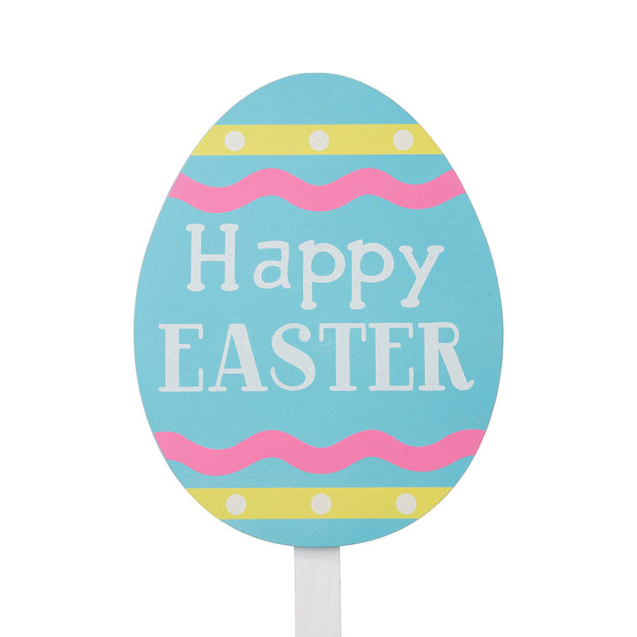 15"H Wooden Easter Egg Yard Stake, Set of 3