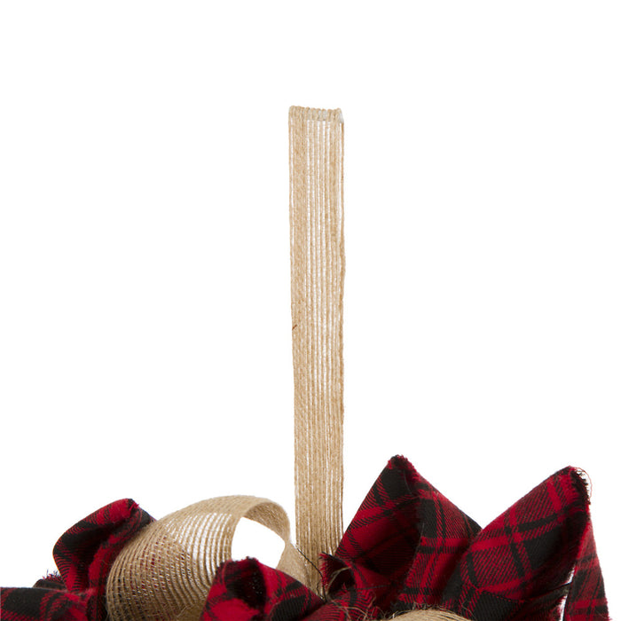 18.9"D Plaid Fabric Wreath Holiday Wall or Door Decor