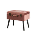 19.69"L Pink Clay Velvet Upholstered Storage Stool