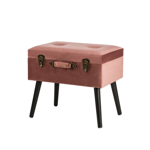 19.69"L Pink Clay Velvet Upholstered Storage Stool