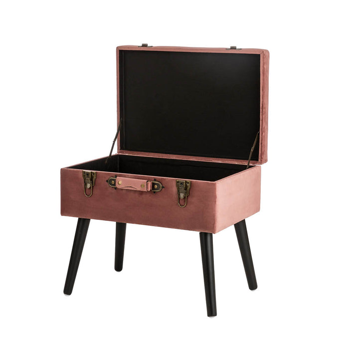 19.69"L Pink Clay Velvet Upholstered Storage Stool