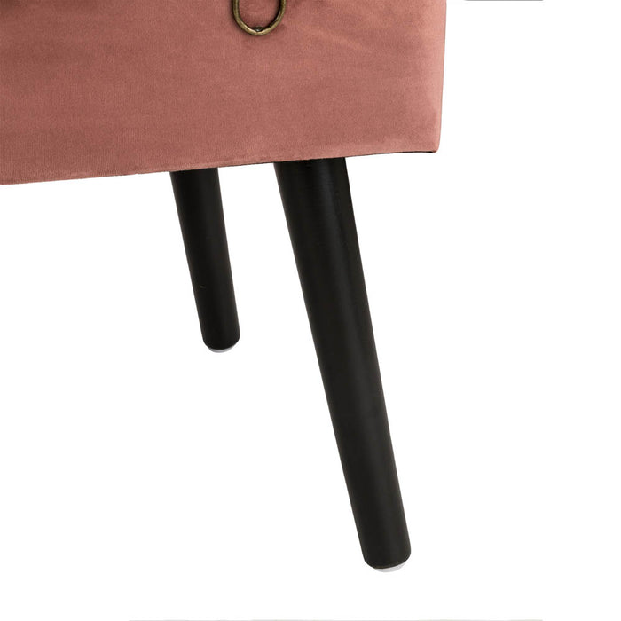19.69"L Pink Clay Velvet Upholstered Storage Stool