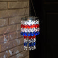 19"H Solar Lighted Hanging Décor with Red, White, Blue Acrylic Jewel Beads