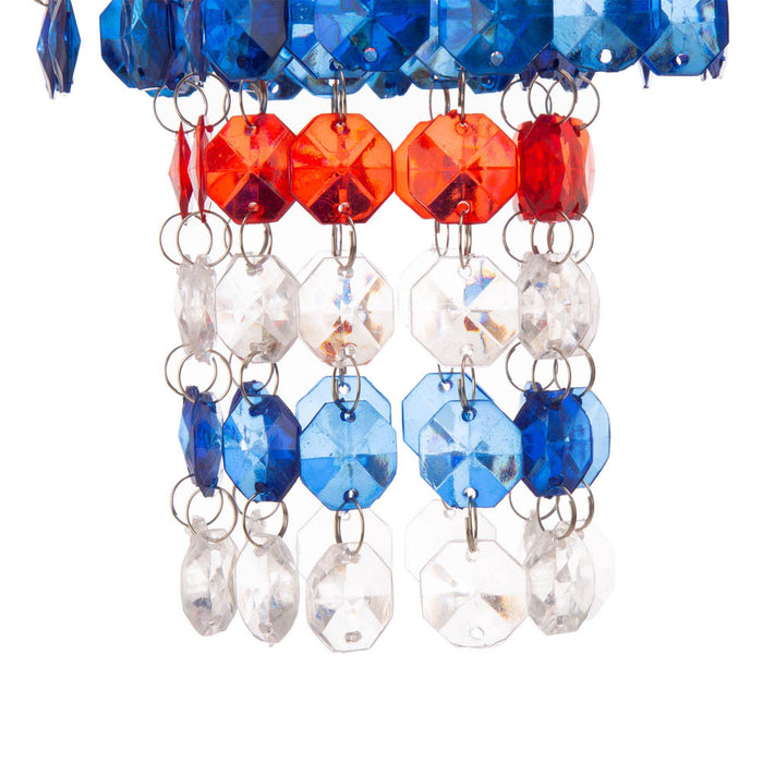 19"H Solar Lighted Hanging Décor with Red, White, Blue Acrylic Jewel Beads