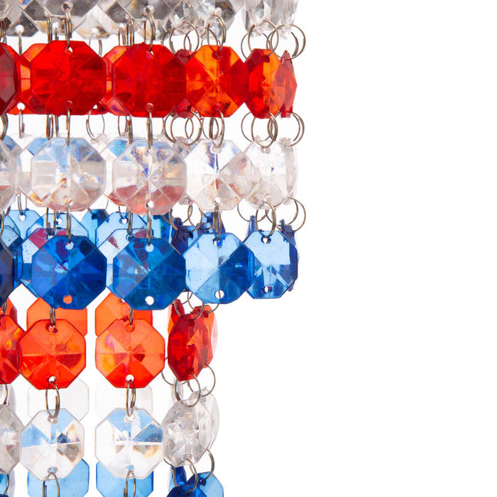 19"H Solar Lighted Hanging Décor with Red, White, Blue Acrylic Jewel Beads
