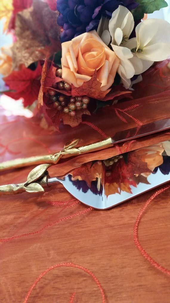2 Piece Gold leaf (twig) Cake Server Set