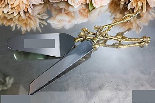 2 Piece Gold leaf (twig) Cake Server Set