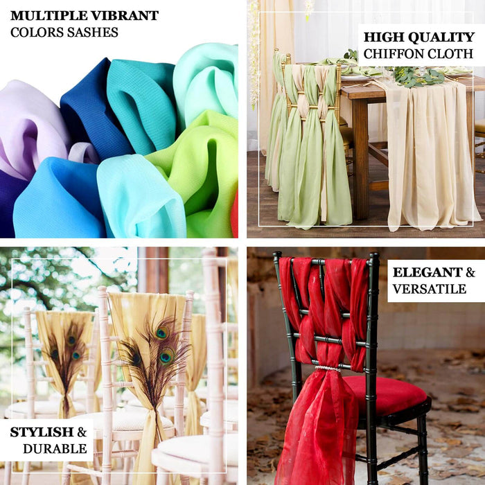 Multiple vibrant color sashes made of high-quality chiffon cloth, stylish and elegant.