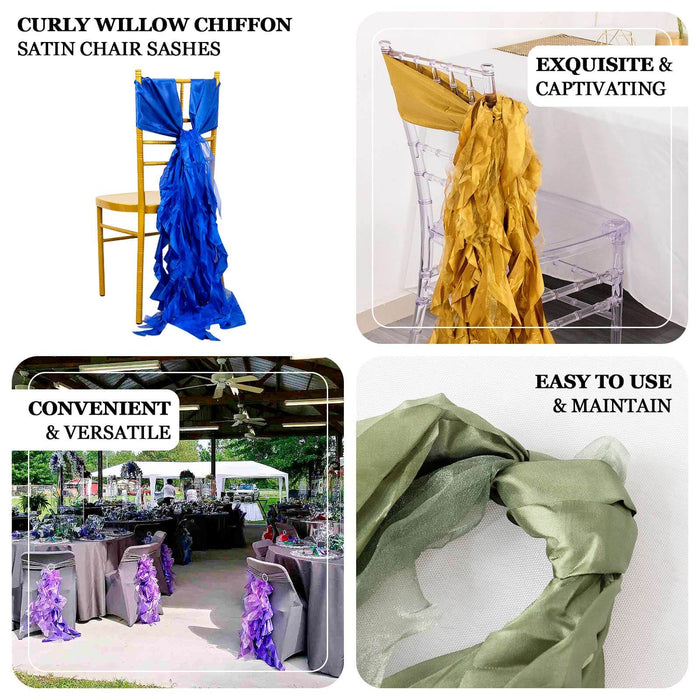 Curly Willow Chiffon Satin Chair Sashes in various colors for elegant decor.