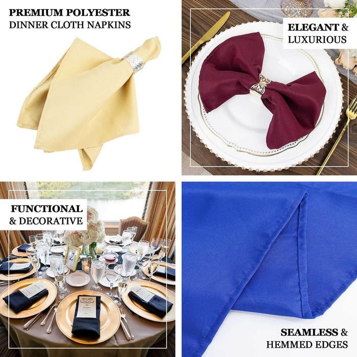 Elegant premium polyester dinner cloth napkins in various colors and styles.