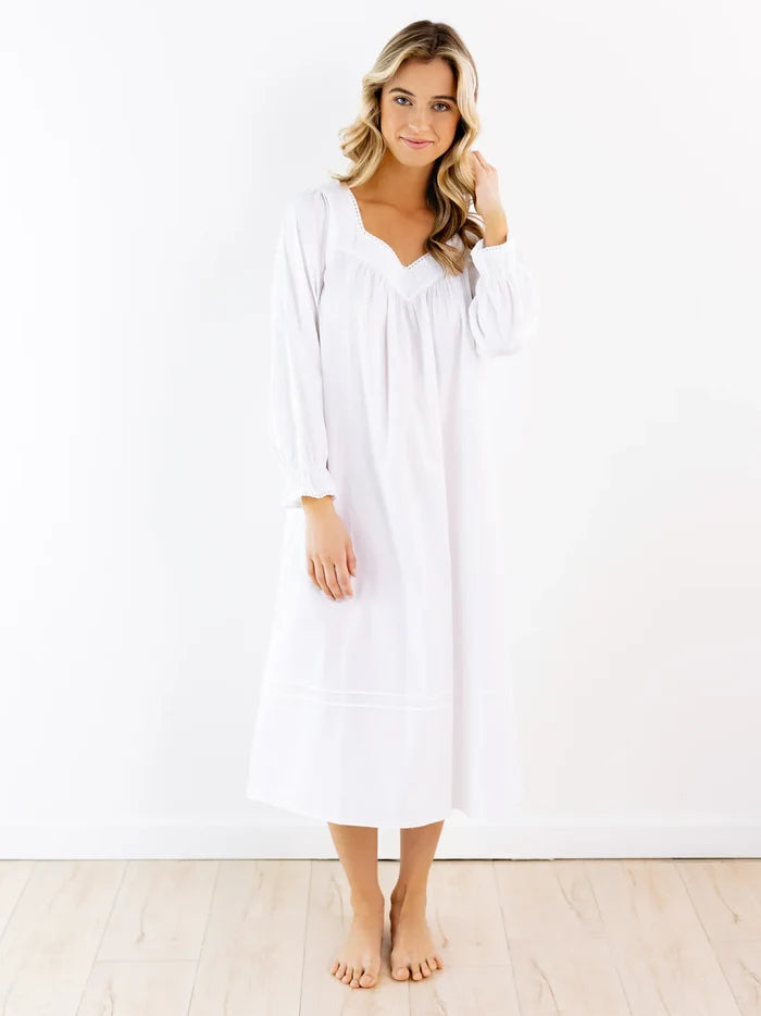 Jacaranda Adelaide White Cotton Nightgown