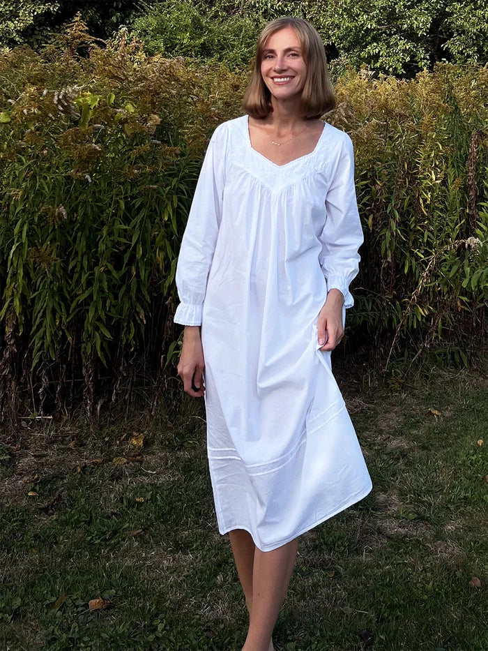 Jacaranda Adelaide White Cotton Nightgown