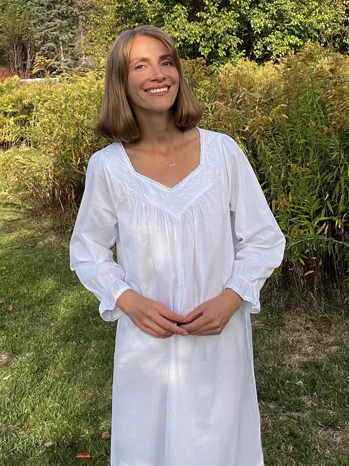 Jacaranda Adelaide White Cotton Nightgown