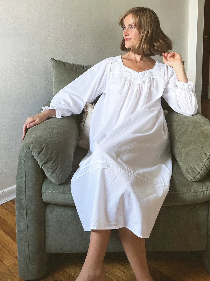 Jacaranda Adelaide White Cotton Nightgown