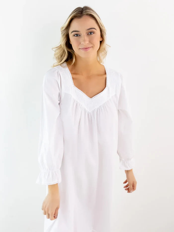 Jacaranda Adelaide White Cotton Nightgown