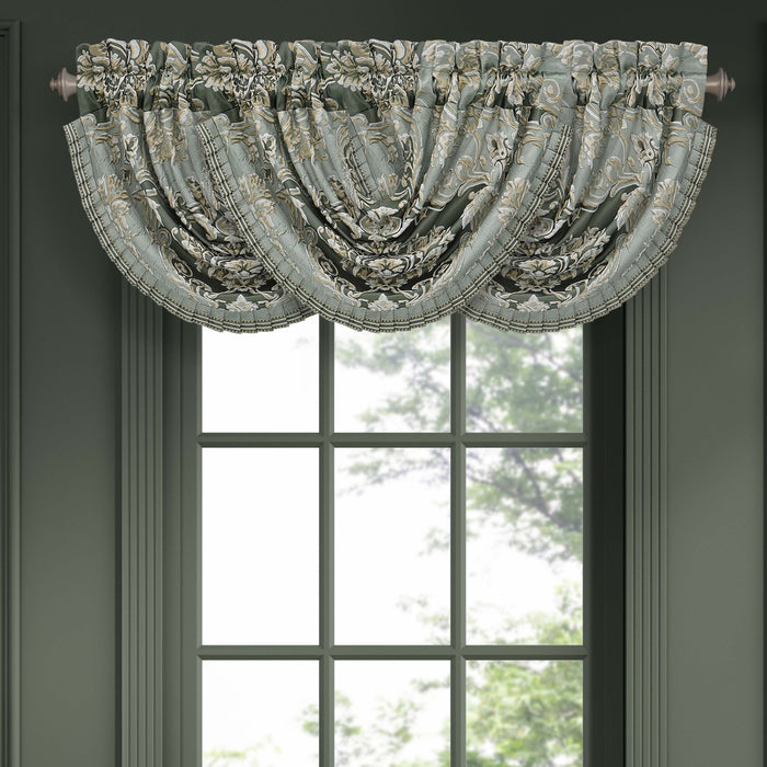 Alina Dusty Teal Waterfall Window Valance Window Valances By J. Queen New York