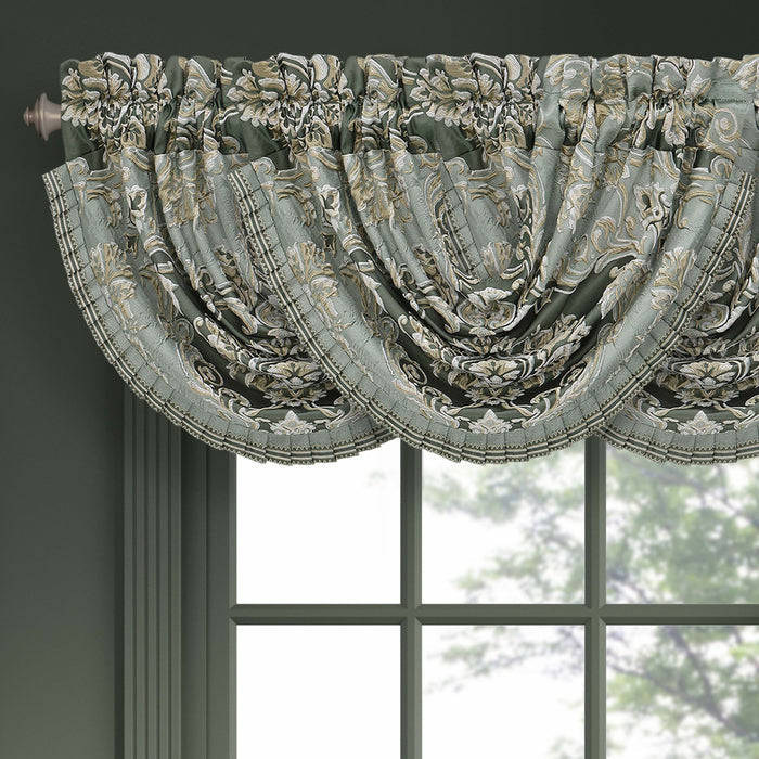 Alina Dusty Teal Waterfall Window Valance Window Valances By J. Queen New York