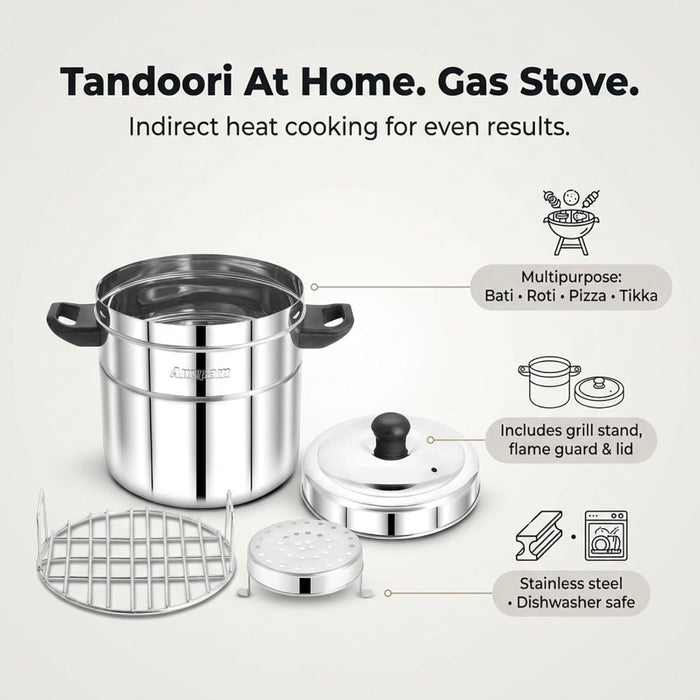 Anupam Steel Bati Maker Gas Tandoor Pizza Maker Multi-Purpose Cooker