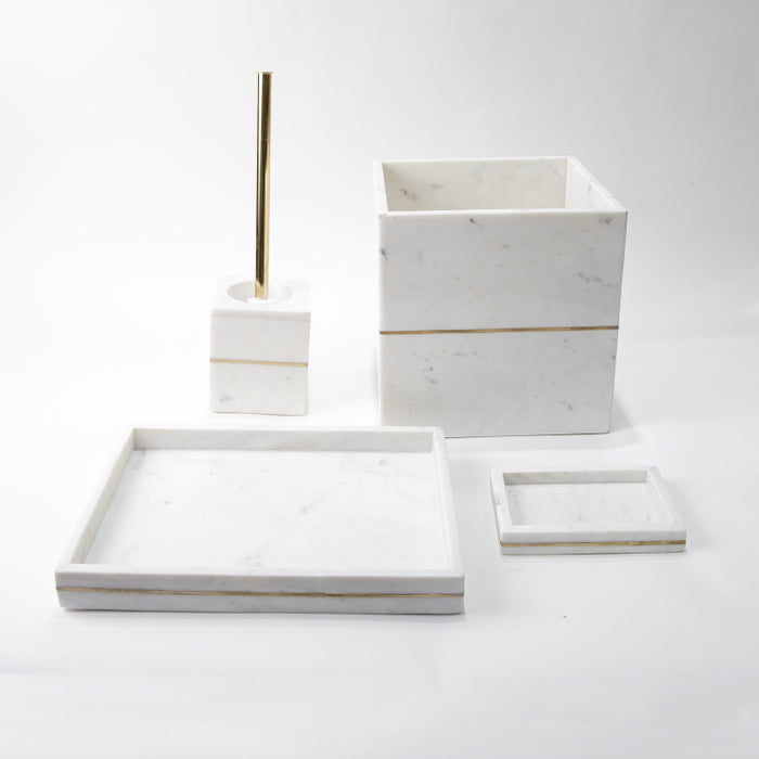 AS-8PCS BATHROOM SET INLAY WHITE/NATURAL (264846582)