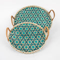 BAMBOO WOVEN NTRL 2PC TRAY BLUE/TEAL (202044559)