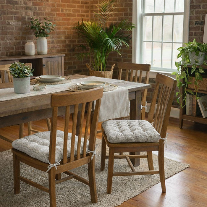 Basketweave Dove Dining Chair Pad - Made in USA - 100% Cotton - Machine Washable