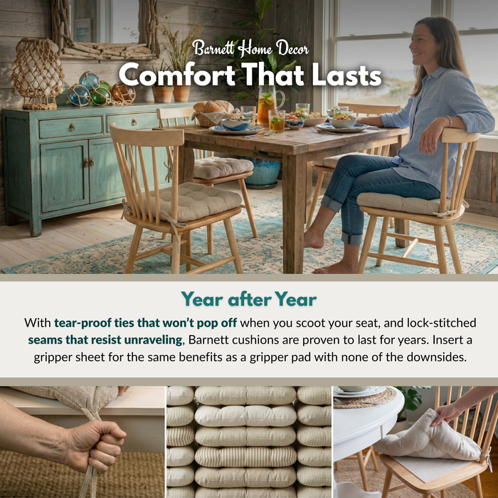 Basketweave Natural Dining Chair Pad - Reversible, Latex Foam Fill