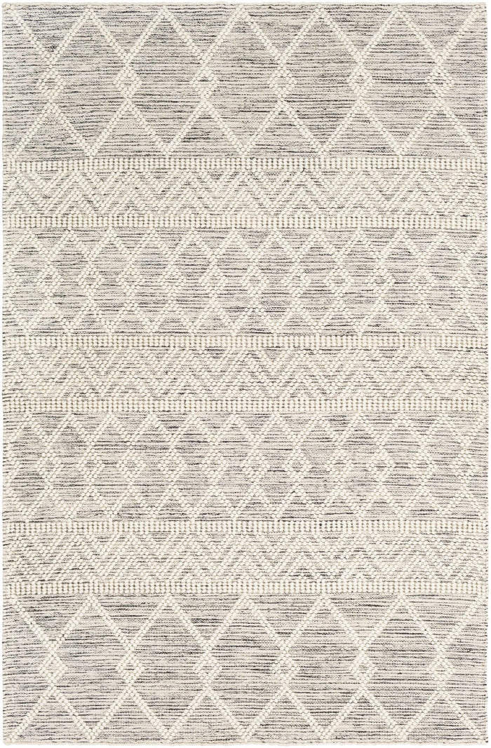 Beige and Charcoal Chevron Tasseled Texture Hand Woven Wool Area Rug - The Rug Decor