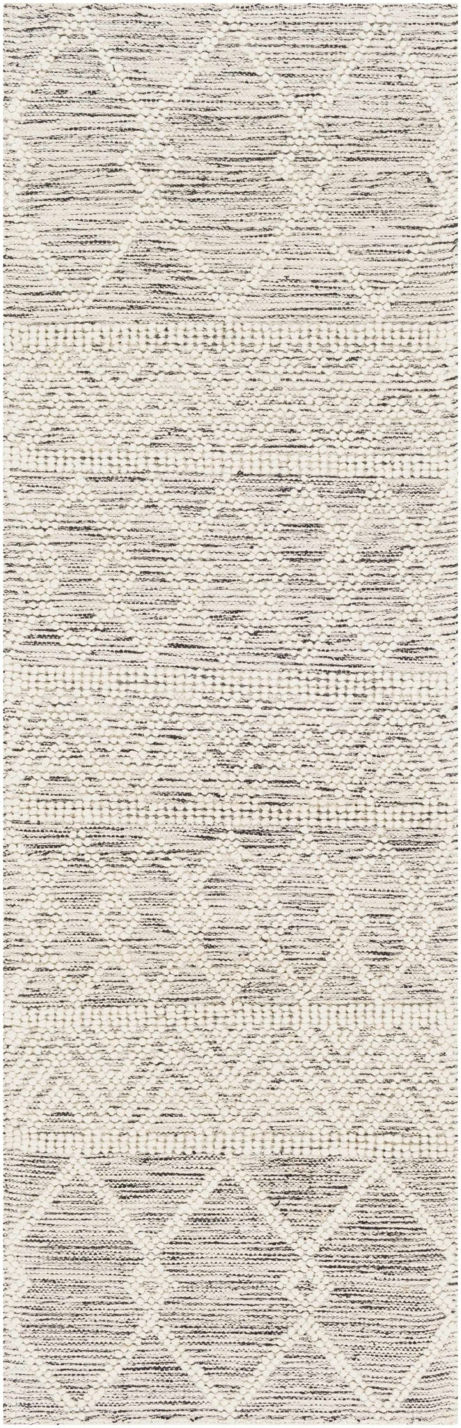 Beige and Charcoal Chevron Tasseled Texture Hand Woven Wool Area Rug - The Rug Decor