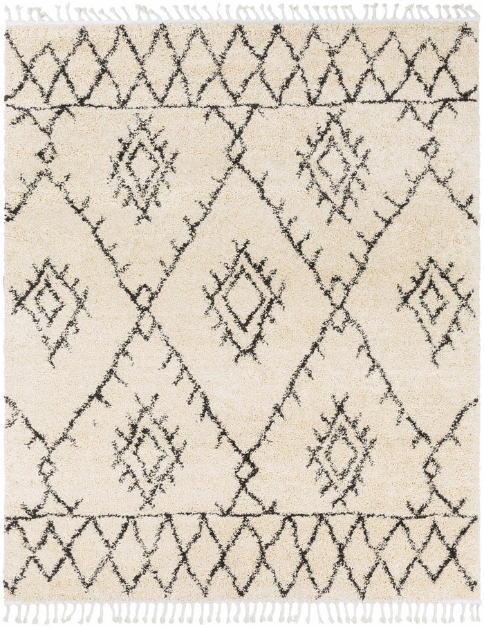 Beige and Charcoal Traditional Geometrical Design Machine Woven Moroccan Multi Size Rug - The Rug Decor