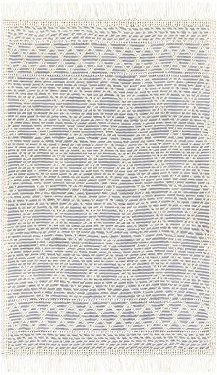 Beige and Gray Hand Woven Tasseled Texture Wool and Cotton Blended Rug - The Rug Decor