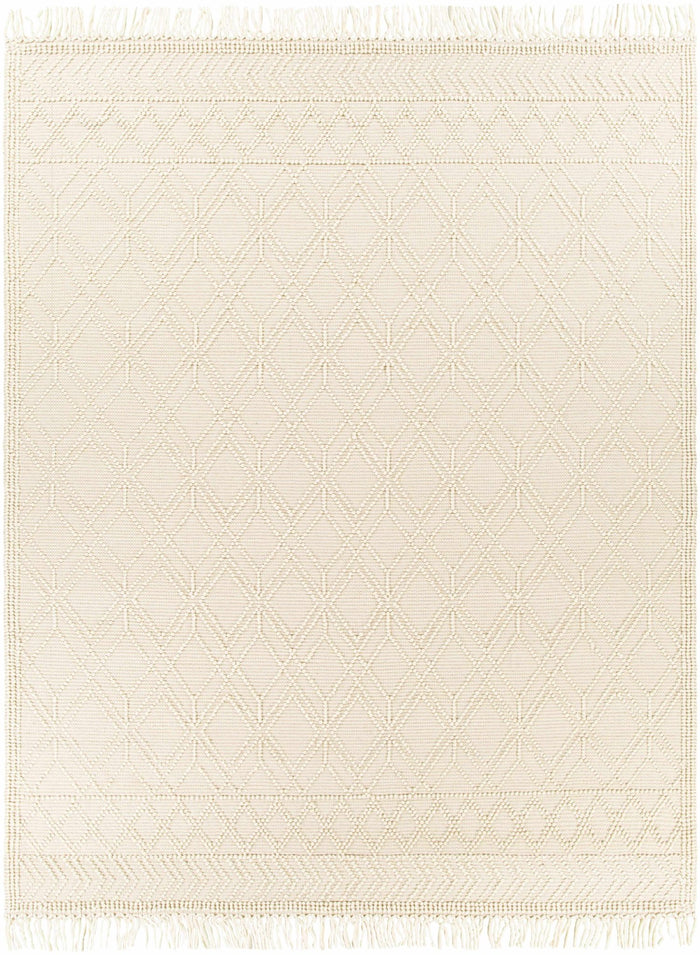 Beige Hand Woven Woolen Chunky and Soft Trellis Wool Area Rug - The Rug Decor