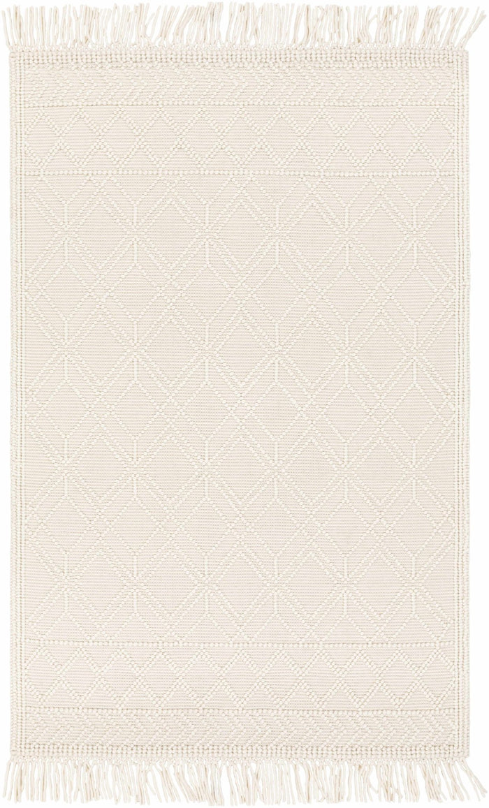 Beige Hand Woven Woolen Chunky and Soft Trellis Wool Area Rug - The Rug Decor