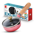 Bergner Excalibur lightweight cast iron tadka pan 12cm in elegant pink finish with matching lid