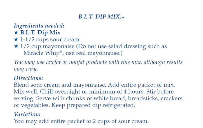 B.L.T. Dip Mix — Country Home Creations, view 4