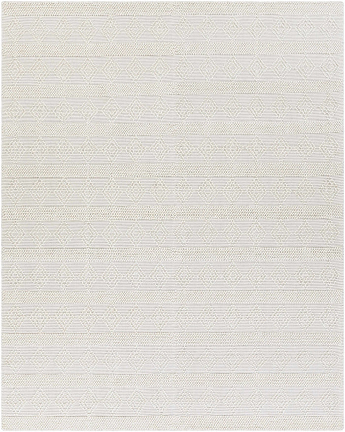 Bohemian Hand Woven Beige Geometrical Textured Wool Area Rug - The Rug Decor