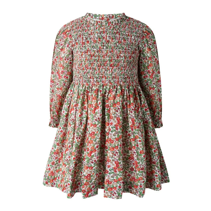 Rachel Riley Botanical Ruched Dress -Red