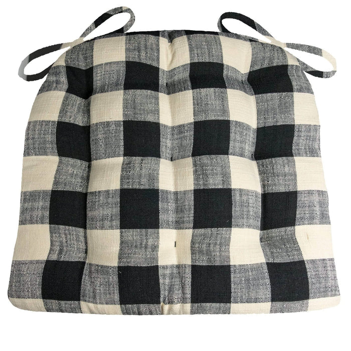Buffalo Check Black & White Dining Chair Cushions - Barnett Home Decor - Black & White