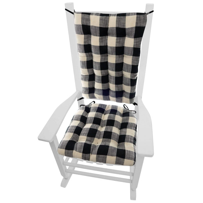 buffalo check black and white rocking chair cushions - barnett home decor - buffalo plaid